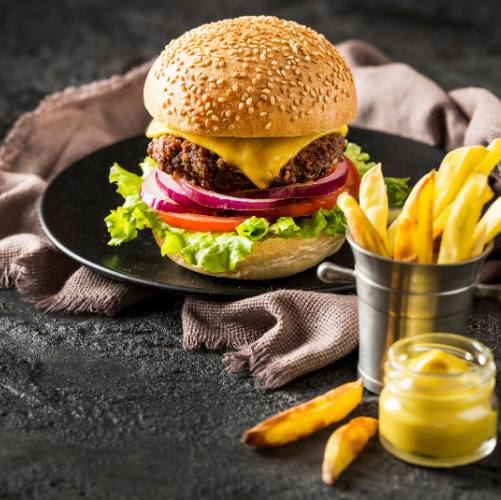 Kids Cheese Burger Chips and Fruit Shoot