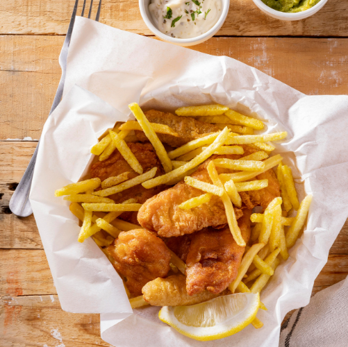 Kids Fish Fingers 4 Pcs Chips and Fruit Shoot